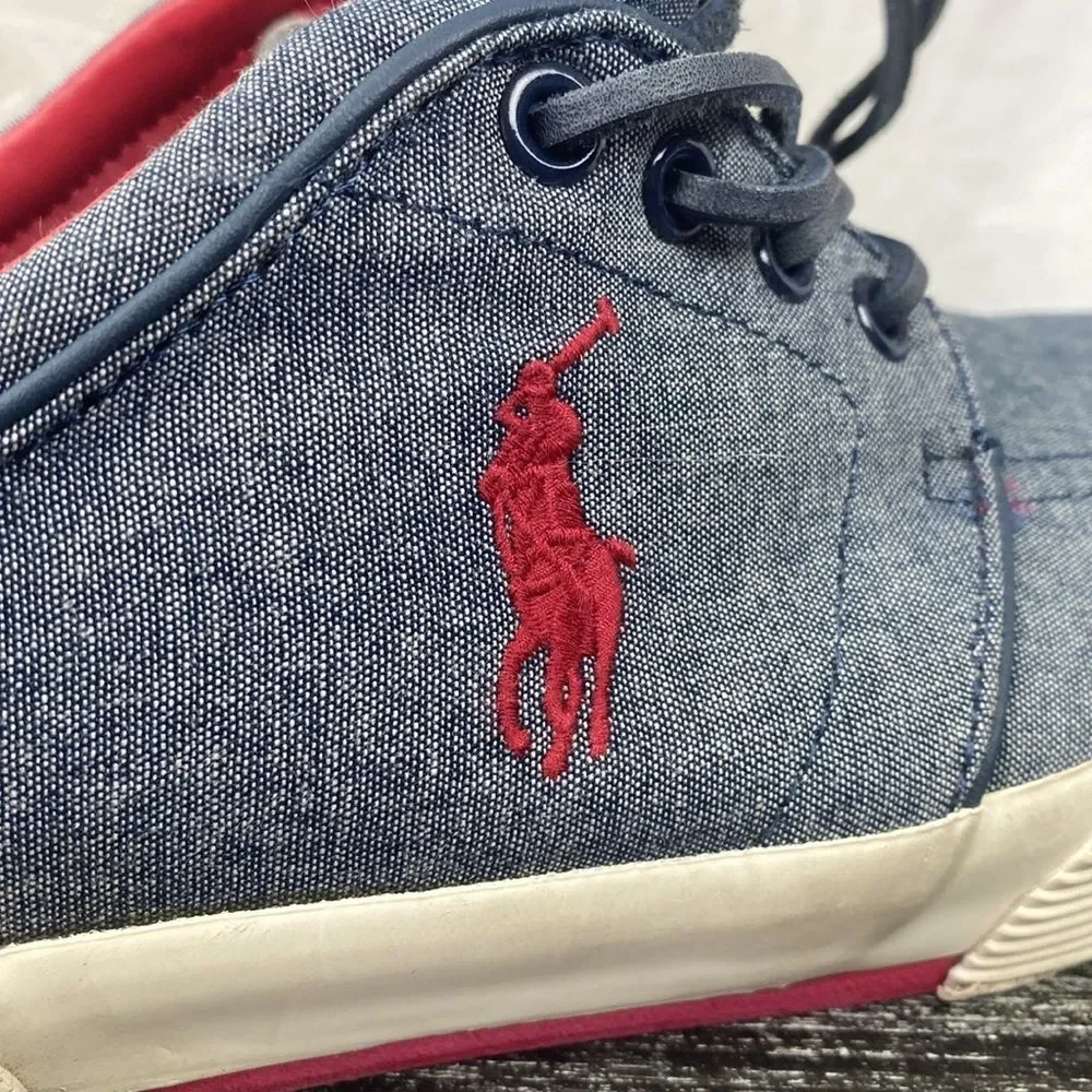 Ralph Lauren Men's Faxon Casual Gray Chambray Lace Up Topsider Boat Shoes 10.5